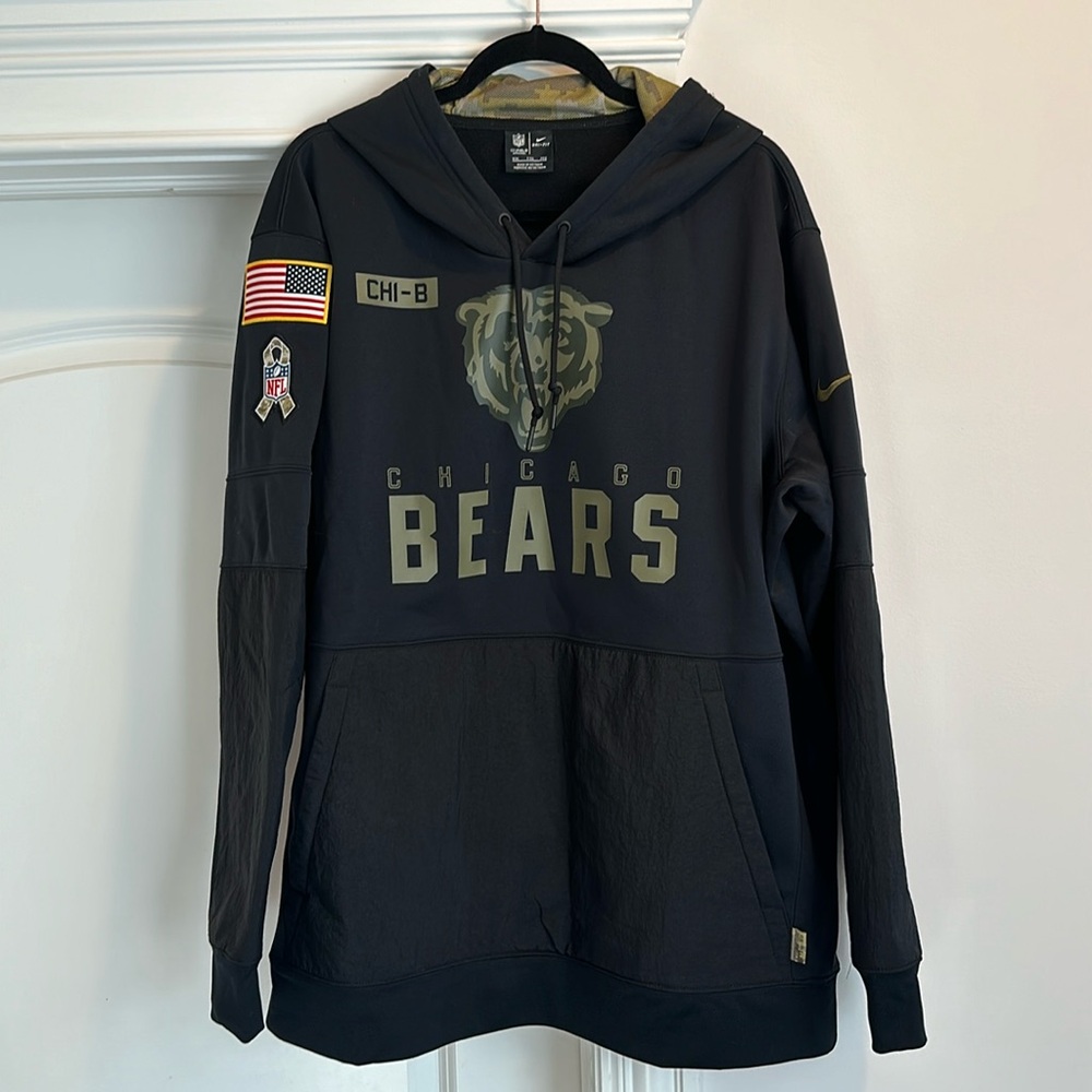 NFL FIELD Military Salute to Service Chicago Bears Sideline Hoodie Nike Dri XXL